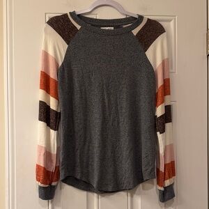 Maurices Gray and Multicolor Long Sleeve Top